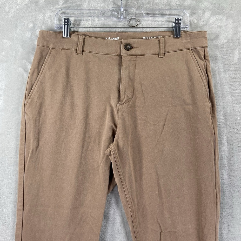 Mugsy Pants men's 34x29 Belmonts Chino Brown Classic Fit Stretch Flat Front - Picture 2 of 15